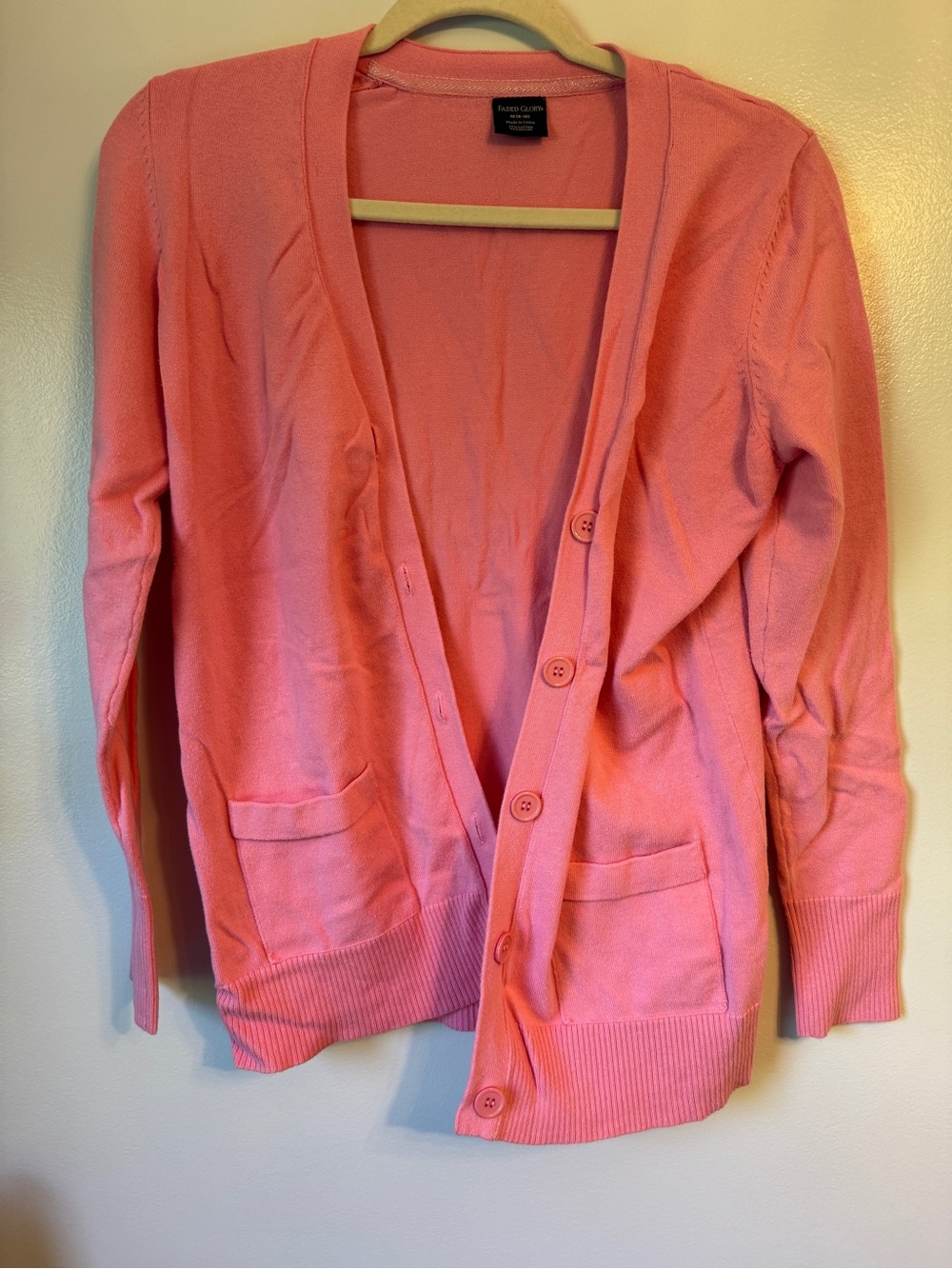 Faded Glory-  Pink Button-Front Women's Cardigan Sweater
